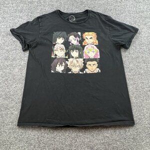 Demon Slayer Kimetsu no Yaiba Graphic T-Shirt Mens L Black Anime Character Tee